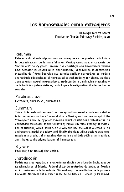 Los homosexuales como extranjeros