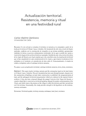 Actualización territorial. Resistencia, memoria y ritual en una festividad rural