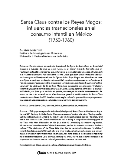 Santa Claus contra los Reyes Magos: influencias trasnacionales en el consumo infantil en México (1950-1960)