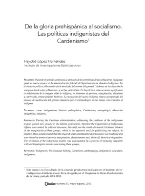 De la gloria prehispánica al socialismo. Las políticas indigenistas del Cardenismo