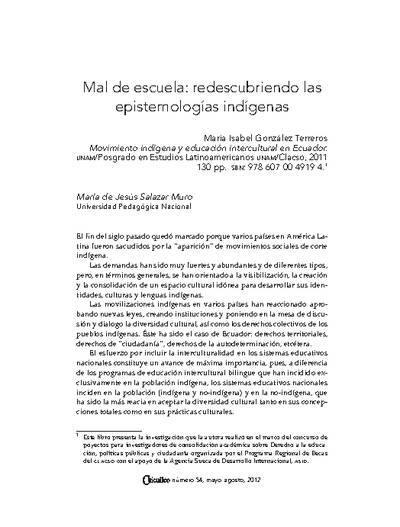 Mal de escuela: redescubriendo las epistemologías indígenas