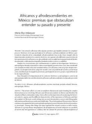 Africanos y afrodescendientes en México: premisas que obstaculizan entender su pasado y presente