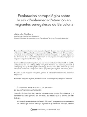 Exploración antropológica sobre la salud/enfermedad/atención en migrantes senegaleses de Barcelona