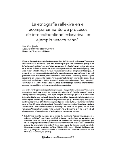 La etnografía reflexiva en el acompañamiento de procesos de interculturalidad educativa: un ejemplo veracruzano