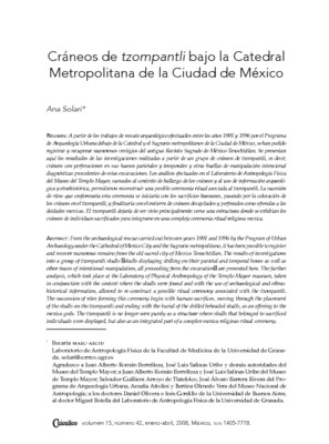Cráneos de tzompantli bajo la Catedral Metropolitana de la Ciudad de México