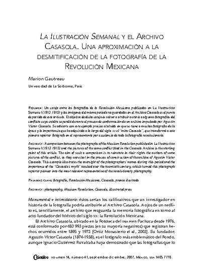 La Ilustración Semanal y el Archivo Casasola. Una aproximación a la desmitificación de la fotografía de la Revolución Mexicana