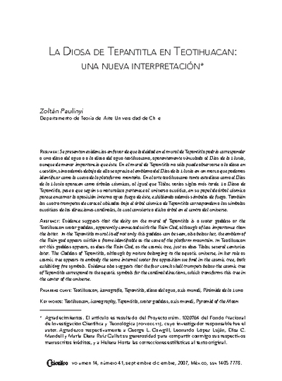La Diosa de Tepantitla en Teotihuacan: una nueva interpretación