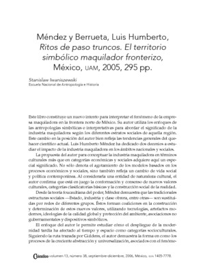 Ritos de paso truncos. El territorio simbólico maquilador fronterizo