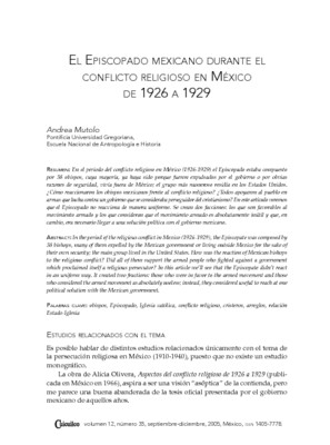 El Episcopado mexicano durante el conflicto religioso en México de 1926 a 1929