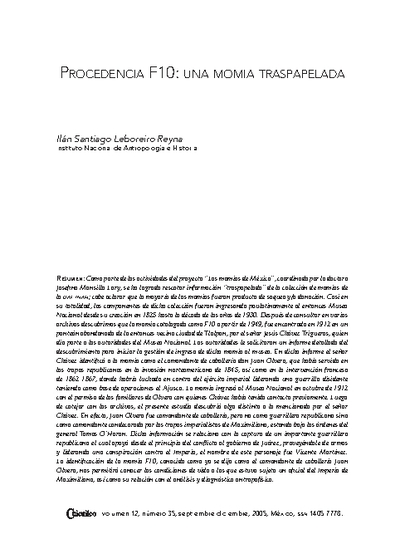 Procedencia F10: Una momia transpapelada
