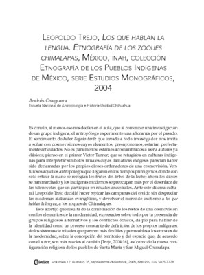Los que hablan la lengua. Etnografía de los zoques chimalapas