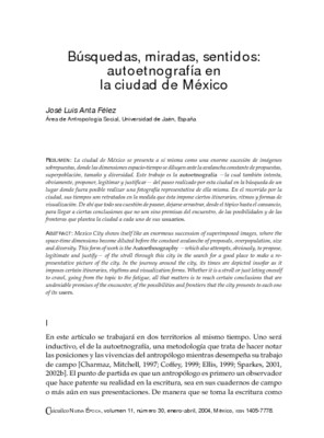 Búsquedas, miradas, sentidos: autoetnografía en la ciudad de México