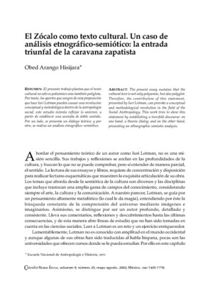 El Zócalo como texto cultural. Un caso de análisis etnográfico-semiótico: la entrada triunfal de la caravana zapatista