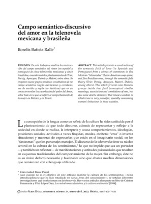 Campo semántico-discursivo del amor en la telenovela mexicana y brasileña