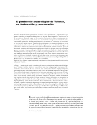 El patrimonio arqueológico de Yucatán, su destrucción y conservación