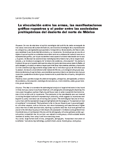 La vinculación entre las armas, las manifestaciones gráfico-rupestres y el poder entre las sociedades prehispánicas del desierto del norte de México