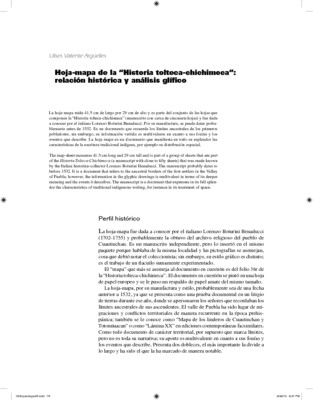 Hoja-mapa de la “Historia tolteca-chichimeca” : relación histórica y análisis glífico