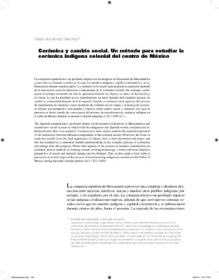 Cerámica y cambio social. Un método para estudiar la  cerámica indígena colonial del centro de México