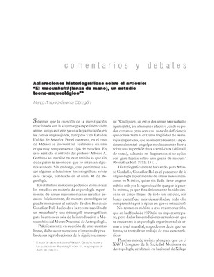 Aclaraciones historiográficas sobre el artículo: “El macuahuitl (lanza de mano), un estudio tecno-arqueológico”