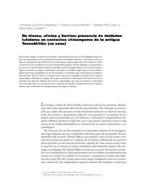 De dioses, oficios y barrios: presencia de deidades tutelares en contextos chinamperos de la antigua Tenochtitlán (un caso)