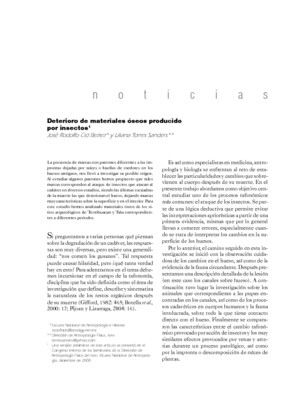 Deterioro de materiales óseos producido por insectos