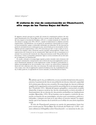 El sistema de vías de comunicación en Chunchucmil, sitio maya de las Tierras Bajas del Norte