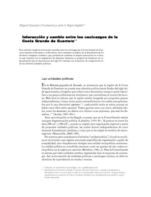 Interacción y cambio entre los cacicazgos de la Costa Grande de Guerrero