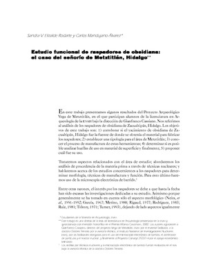 Estudio funcional de raspadores de obsidiana: el caso del señorío de Metztitlán, Hidalgo
