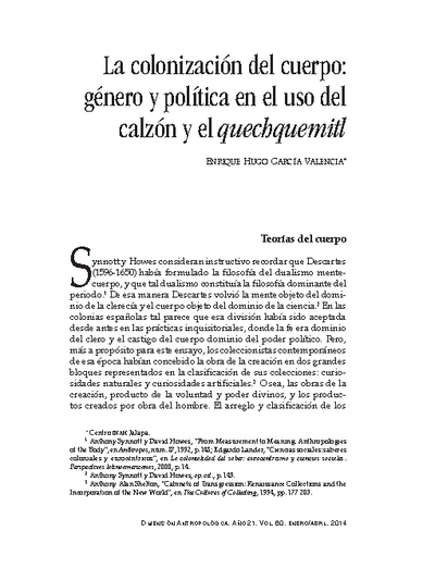 La colonización del cuerpo: género y política en el uso del calzón y el quechquemitl