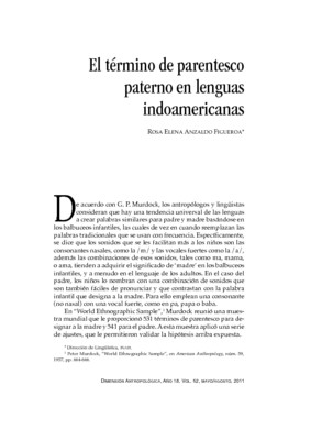 El término de parentesco paterno en lenguas indoamericanas