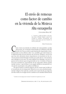 El envío de remesas como factor de cambio en la vivienda de la Mixteca Alta oaxaqueña