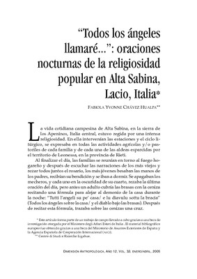 “Todos los ángeles llamaré…”: oraciones nocturnas de la religiosidad popular en Alta Sabina, Lacio, Italia