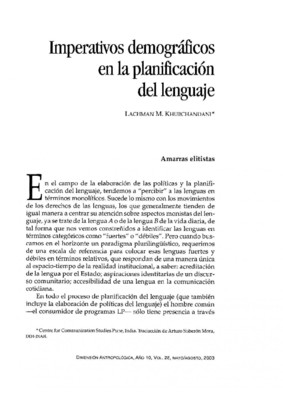 Imperativos demográficos en la planificación del lenguaje