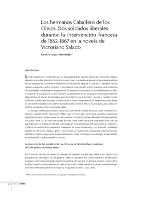 Los hermanos Caballero de los Olivos. Dos soldados liberales durante la intervención francesa de 1862-1867 en la novela de Victoriano Salado