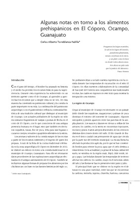 Algunas notas en torno a los alimentos prehispánicos en El Cóporo, Ocampo, Guanajuato