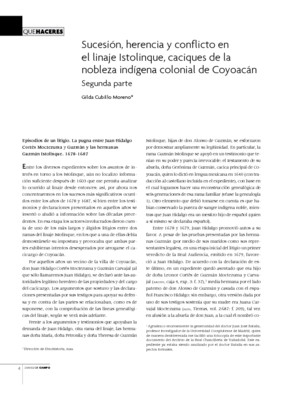 Sucesión, herencia y conflicto en el linaje Istolinque, caciques de la nobleza indígena colonial de Coyoacán. Segunda parte