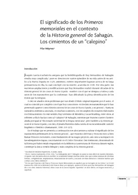 El significado de los Primeros memoriales en el contexto de la Historia general de Sahagún. Los cimientos de un “calepino”