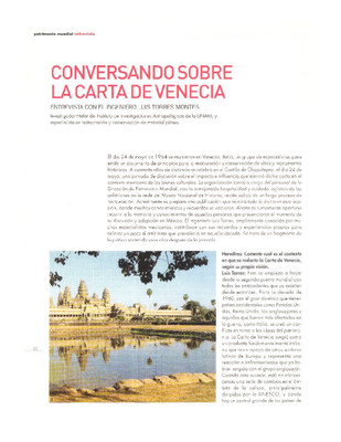 Conversando sobre la carta de Venecia. Entrevista con el ingeniero Luis Torres Montes