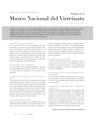 Entrevista con Agustín Rodríguez. Trabajar en el Museo Nacional del Virreinato