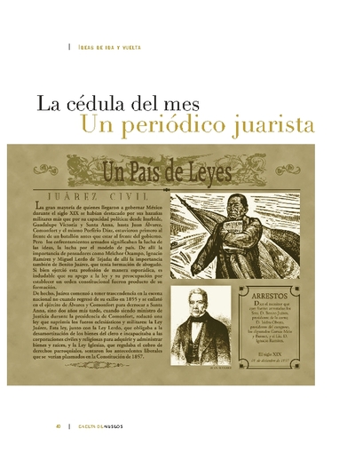 La cédula del mes Un periódico juarista