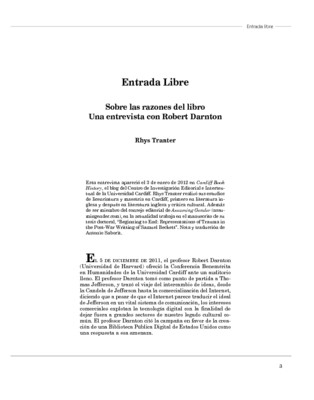 Sobre las razones del libro Una entrevista con Robert Darnton