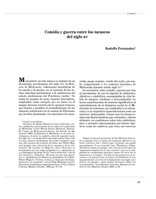 Comida y guerra entre los tarascos del siglo XV