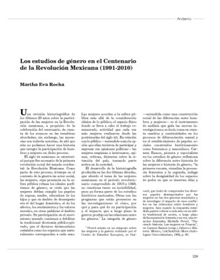 Los estudios de género en el Centenario de la Revolución Mexicana (1991-2010)