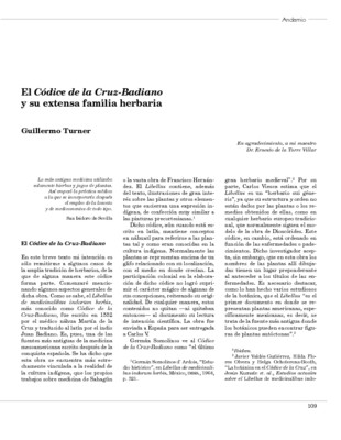El Códice de la Cruz-Badiano y su extensa familia herbaria