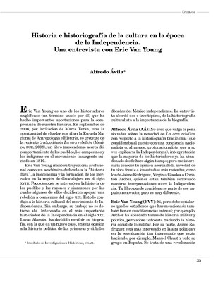 Historia e historiografía de la cultura en la época de la Independencia. Una entrevista con Eric Van Young