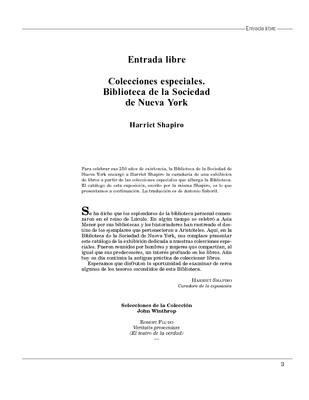 Colecciones especiales. Biblioteca de la Sociedad de Nueva York
