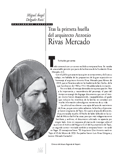 Tras la primera huella del arquitecto Antonio Rivas Mercado