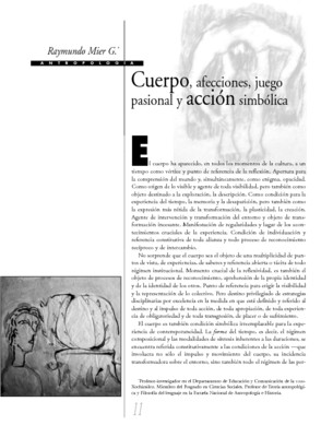 Cuerpo, afecciones, juego pasional y acción simbólica