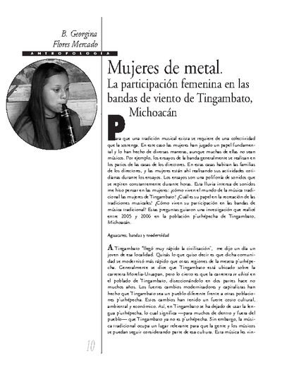 Mujeres de metal. La participación femenina en las bandas de viento de Tingambato, Michoacán