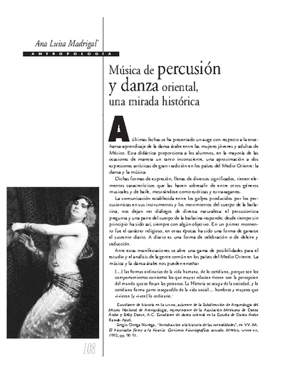 Música de percusión y danza oriental, una mirada histórica